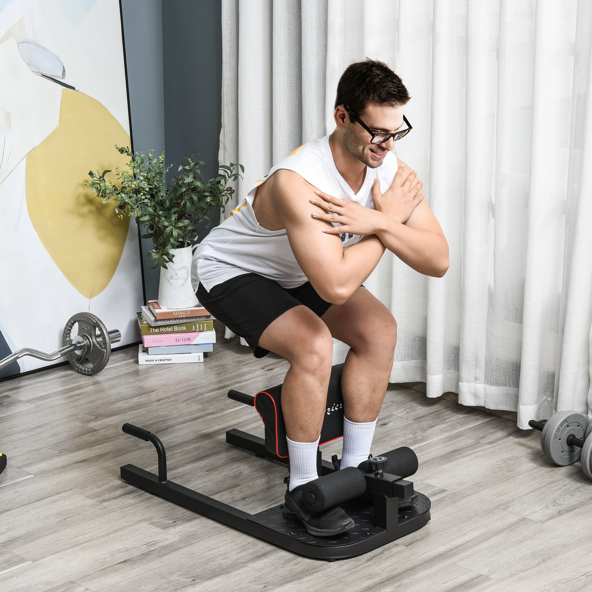 Sissy Squat Trainer, 3-in-1 verstellbar, Stahl Schwarz