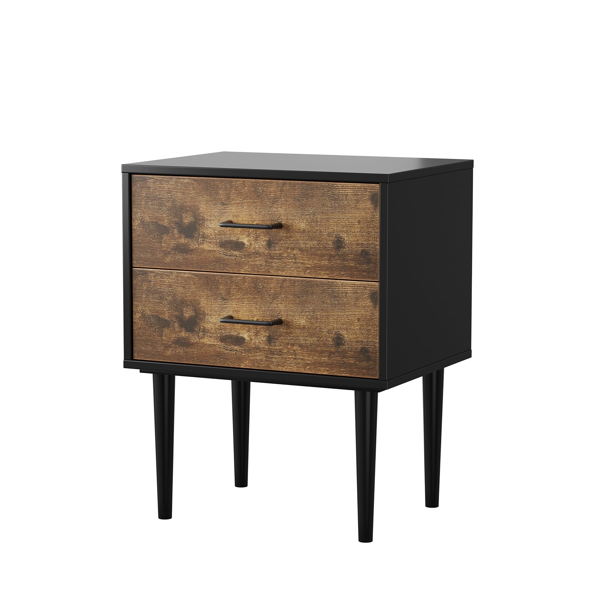 Retro Industrial Bedside Table 2 Drawers 51x38x66cm Vintage Brown