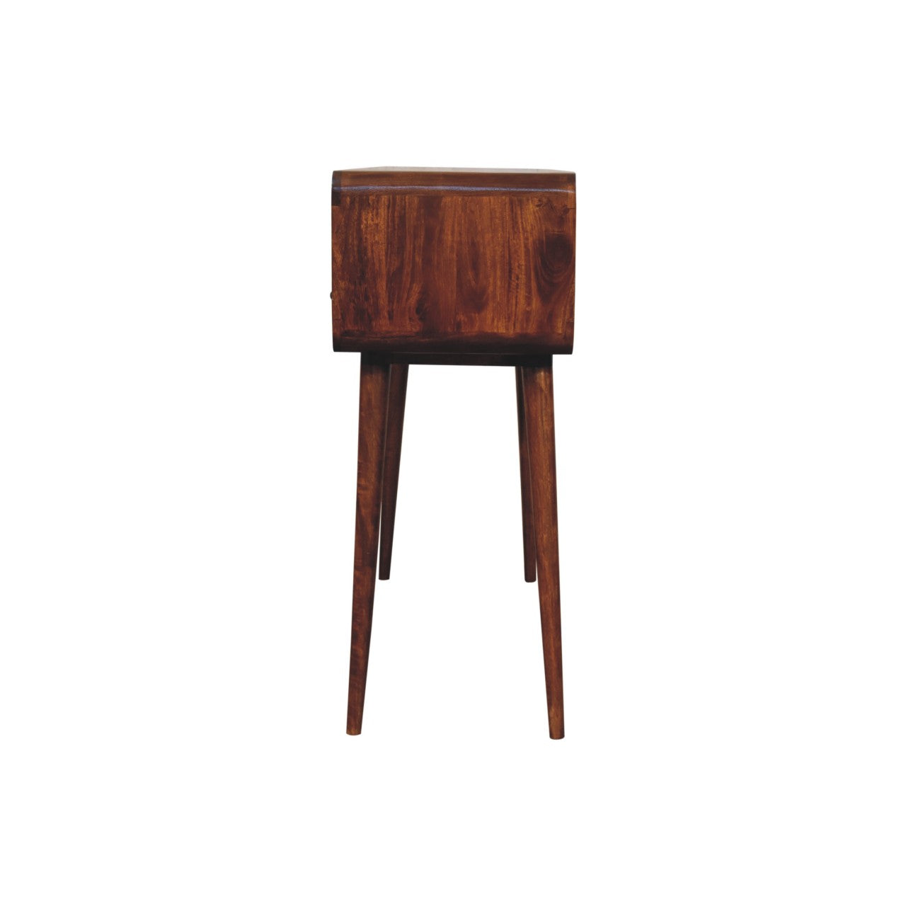 Triple Curved Console Table, Chestnut Wood