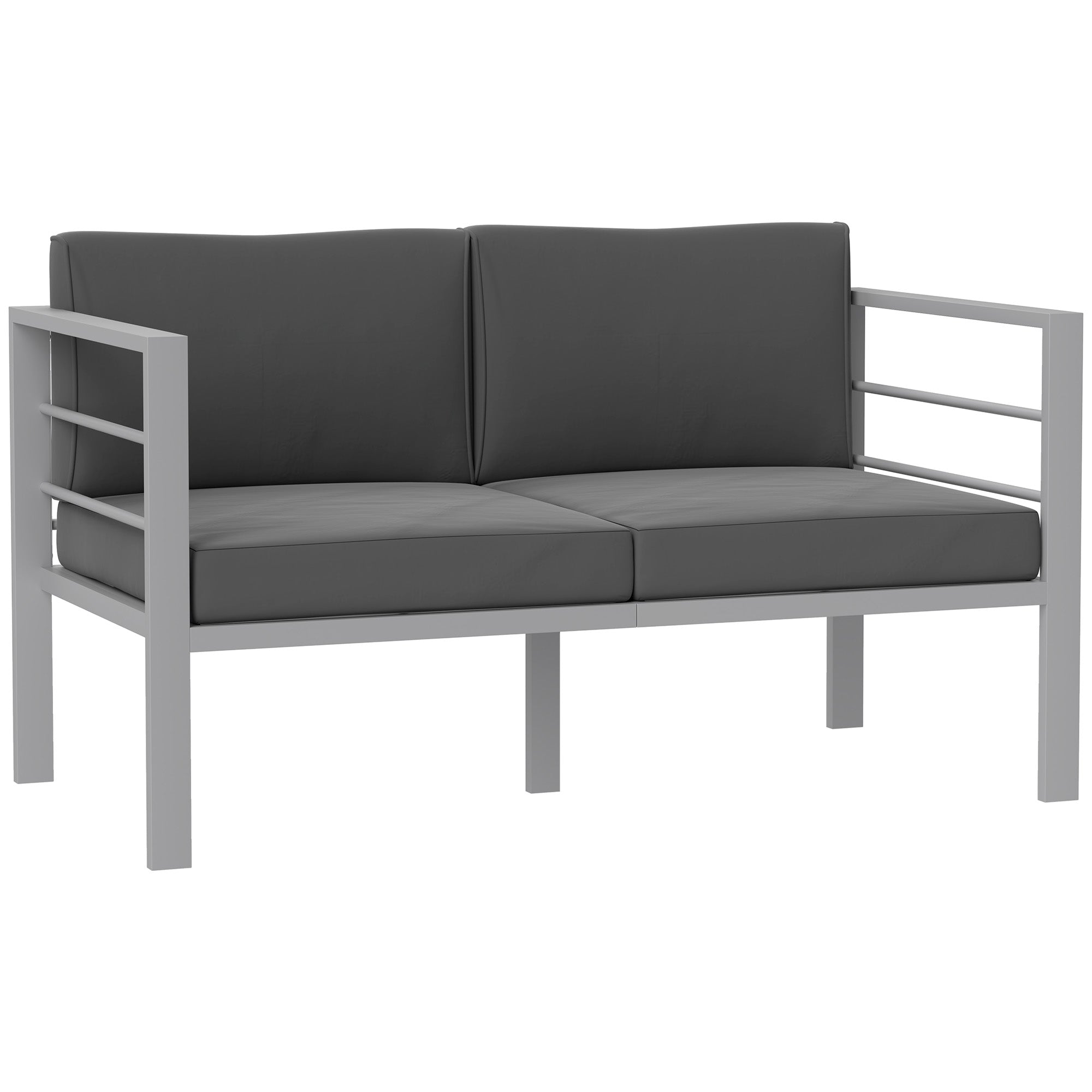 Two-Seater Garden Sofa Aluminium Frame Grey