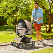 Dog Stroller, Lightweight Foldable Jogger, Coffee Brown
