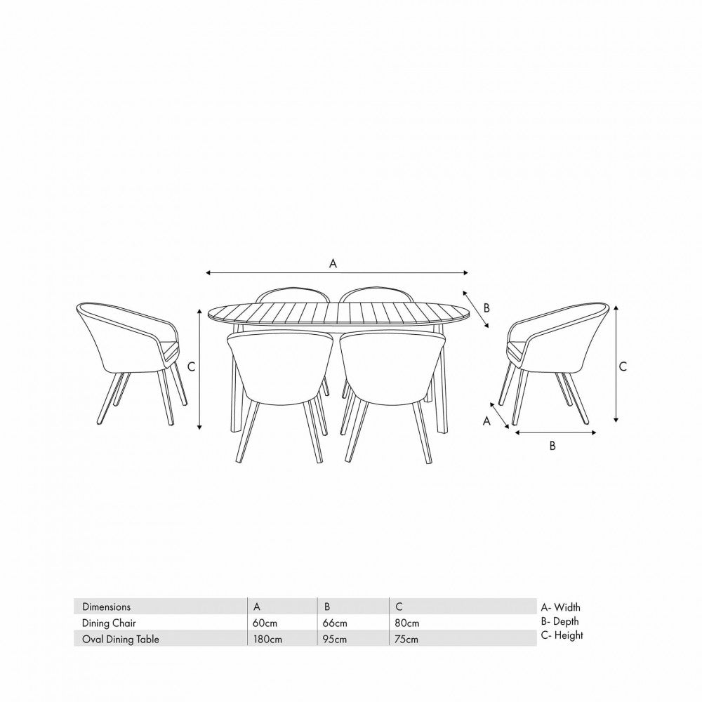 Cabon 6 - Seater Oval Dining Set - Rathwood Store