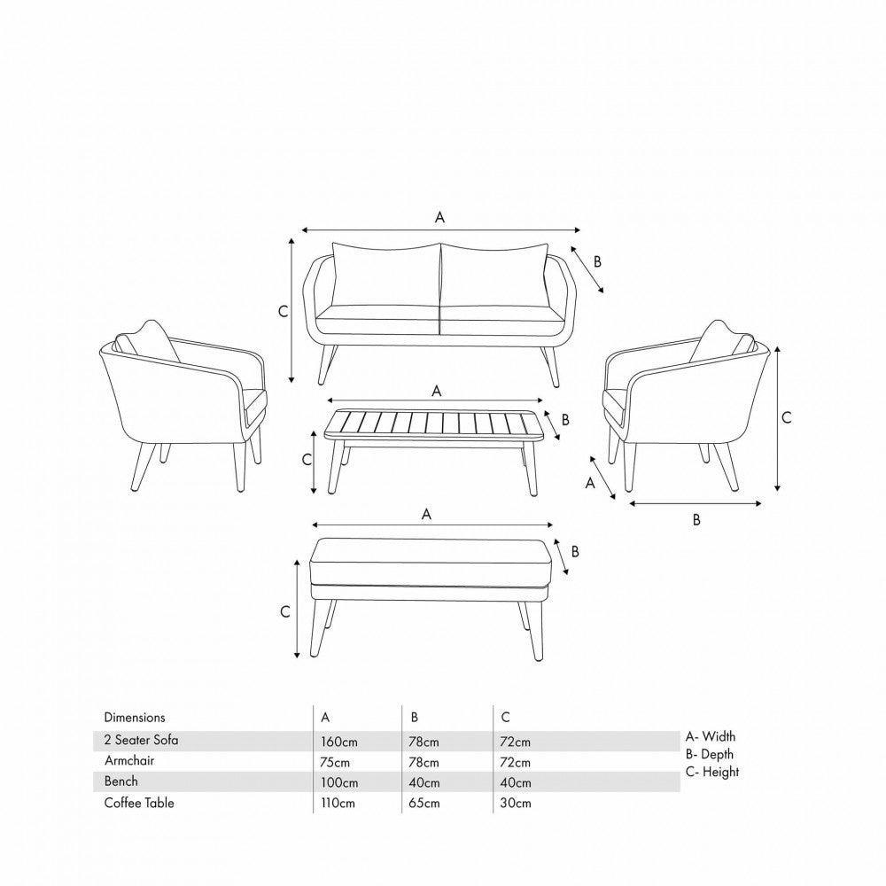 Cabon Outdoor Seating Sofa Set - Rathwood Store