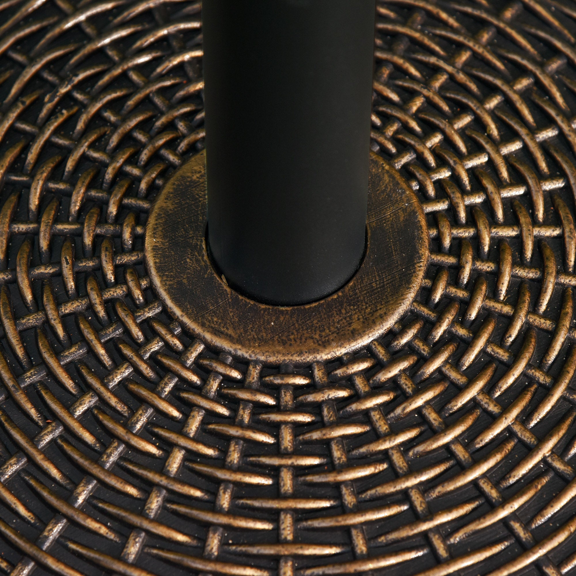 Parasol Stand 25kg Umbrella Holder Rattan Look Basket Antique Bronze