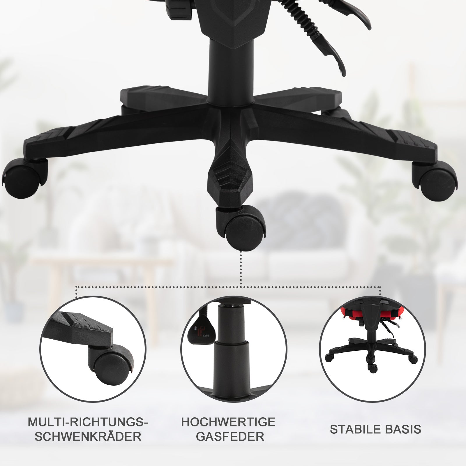 Vinsetto Gaming Chair with Footrest, Height Adjustable, Polyester Black Red