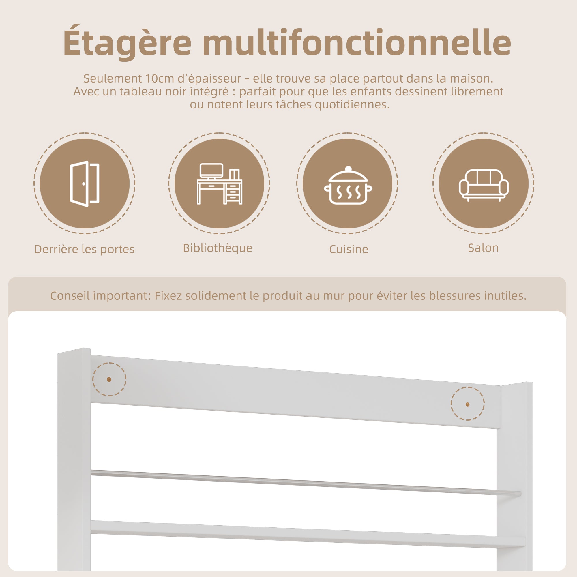 Picture Book Shelf, 2-Piece Set, 4-Tier Storage with Paintable Blackboard