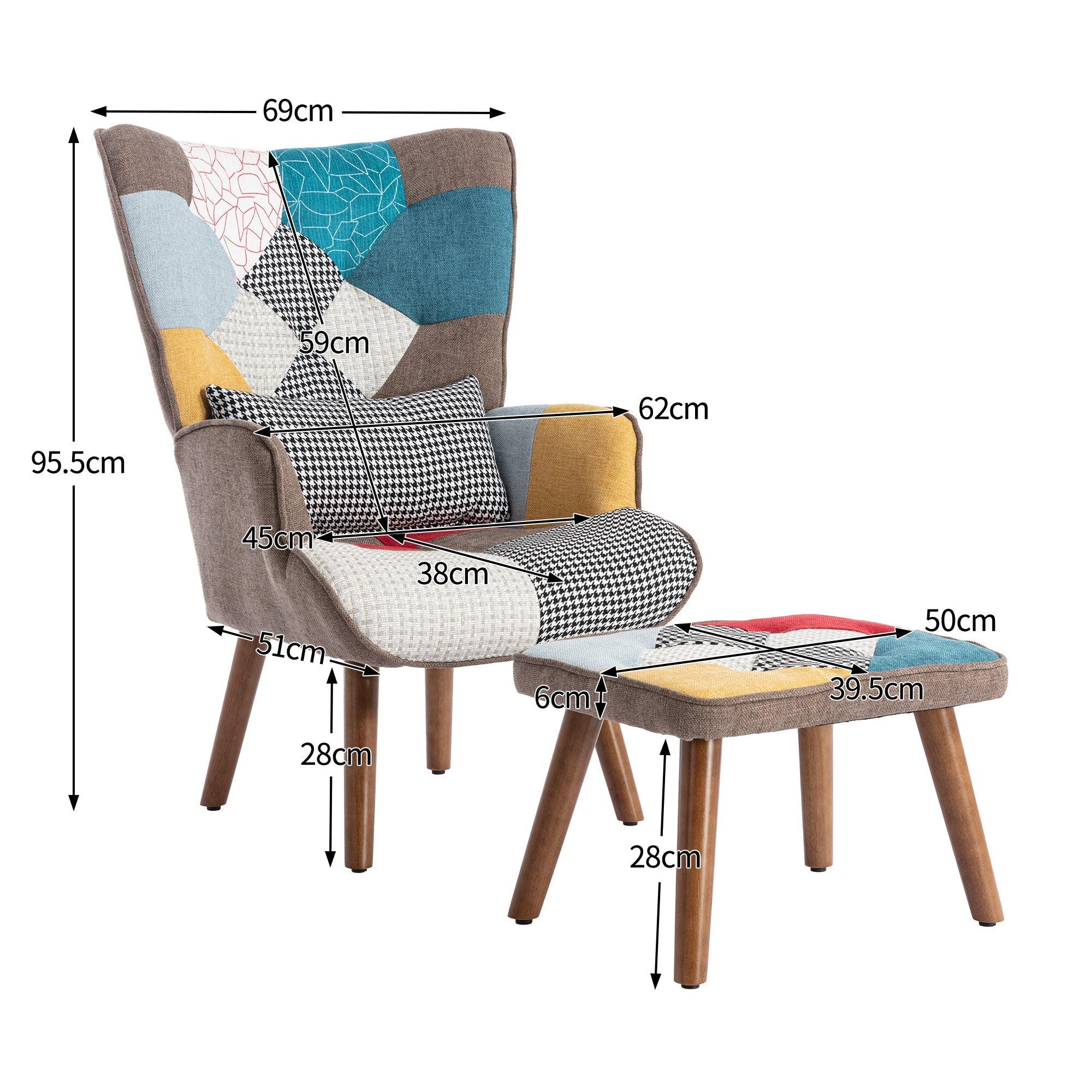 Leisure Chair with Footrest, Backrest, and Cushion, Color-matching