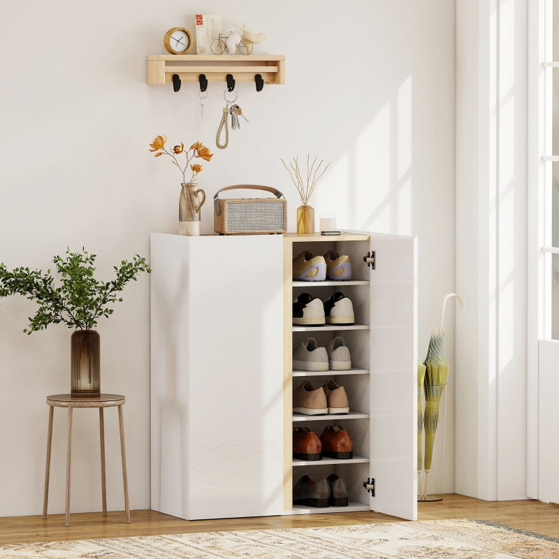Shoe Cabinet, 6-Tier, 18 Pairs, Wood White