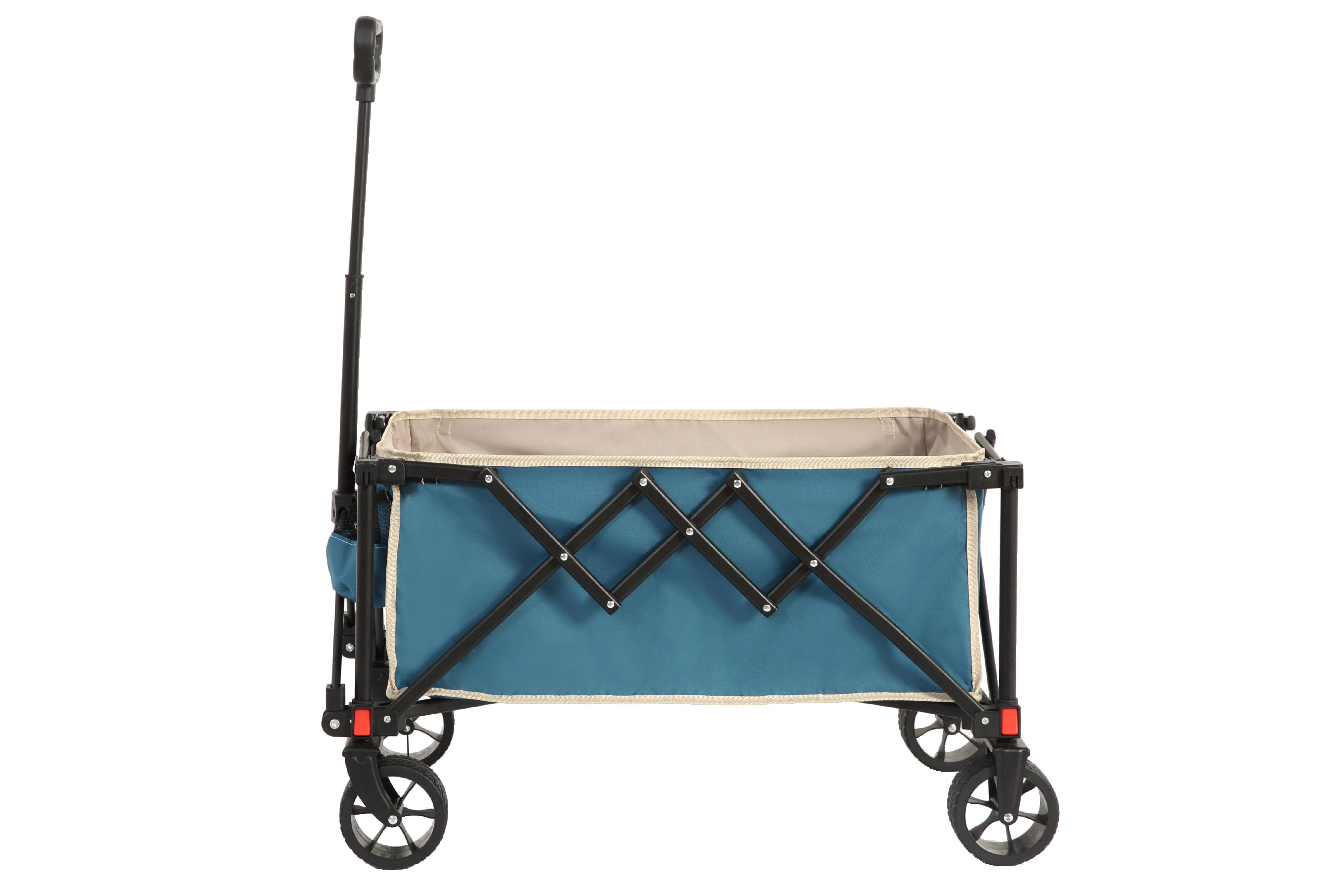 Folding Wagon Cart with All Terrain Wheels, Heavy Duty, Adjustable Handle, Outdoor Utility, Blue