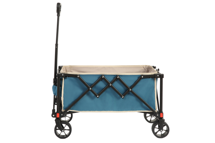 Folding Wagon Cart with All Terrain Wheels, Heavy Duty, Adjustable Handle, Outdoor Utility, Blue