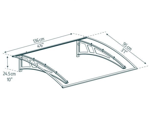 Calisto 3 ft. x 5 ft. Door Awning Kit - Grey Structure & Twin Wall Panels - Rathwood Store