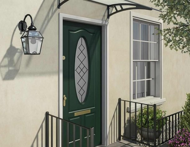 Calisto 3 ft. x 5 ft. Door Awning Kit - Grey Structure & Twin Wall Panels - Rathwood Store