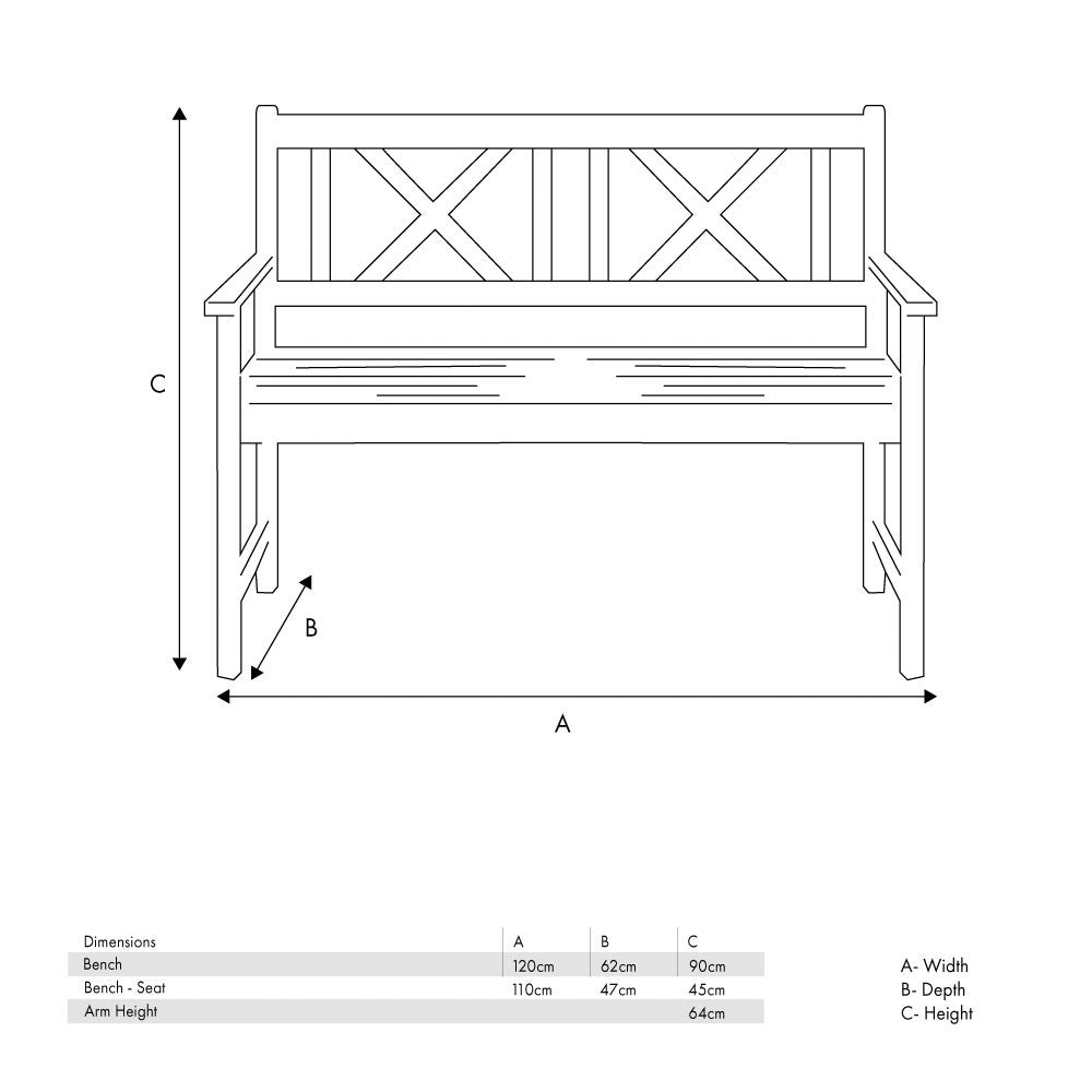 Cambridge Antique Grey Outdoor 2 - Seater Bench - Rathwood Store