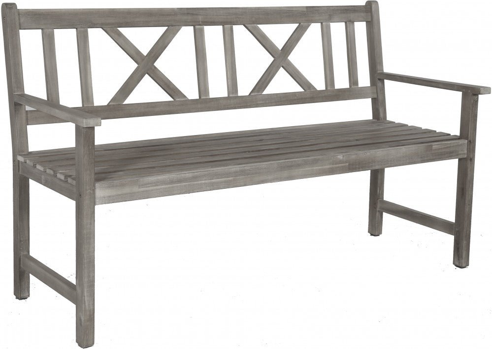 Cambridge Antique Grey Outdoor 3 - Seater Acacia Wood Bench - Rathwood Store
