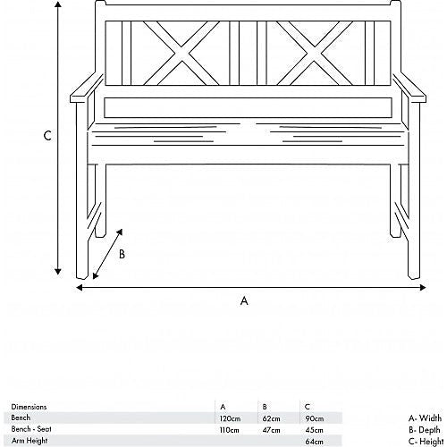 Cambridge Light Teak Outdoor 2 - Seater Bench - Rathwood Store