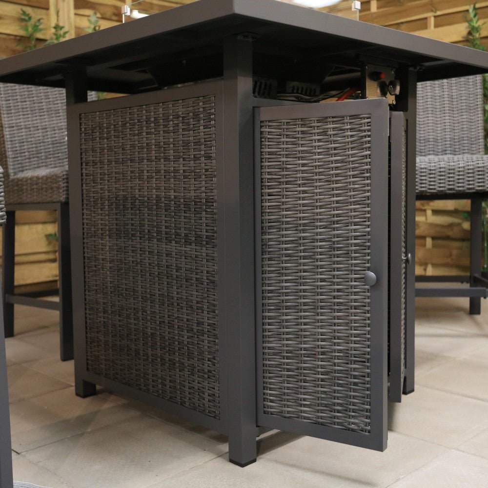 Cannes - 4 Seater Square Bar Set with Firepit (Grey) - Rathwood Store