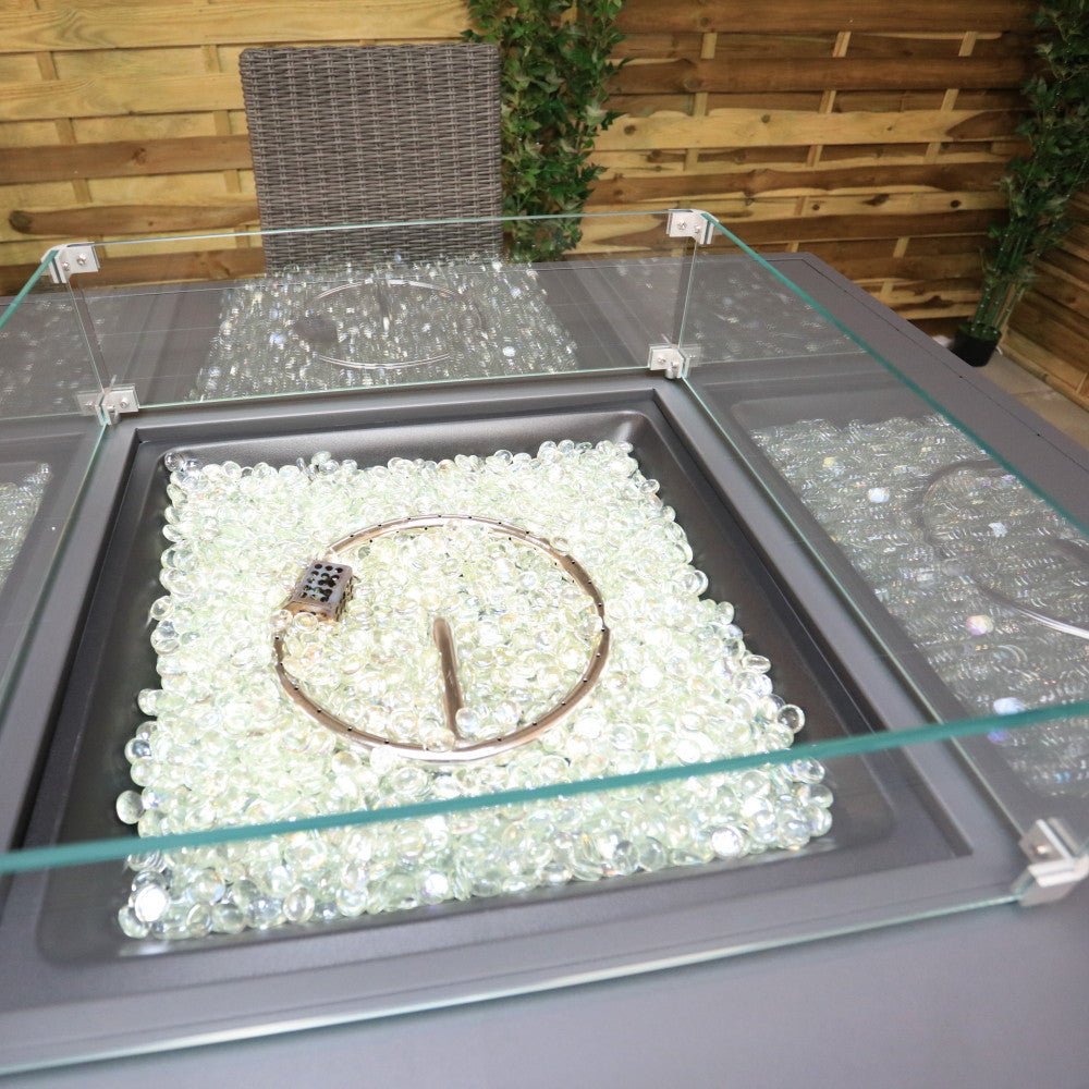 Cannes - 4 Seater Square Bar Set with Firepit (Grey) - Rathwood Store