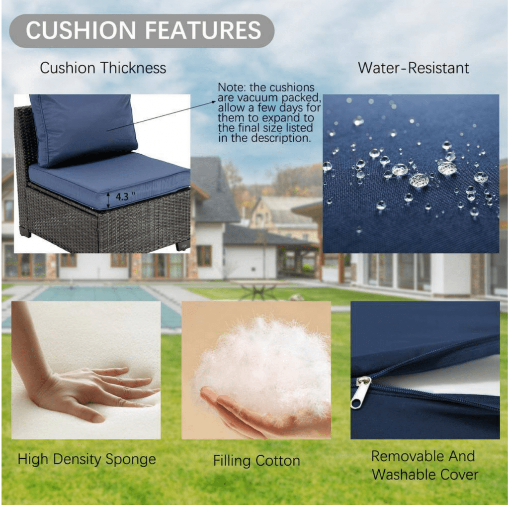 Cappani Corner Sofa Set with Navy Blue Cushions (Natural) - Rathwood Store