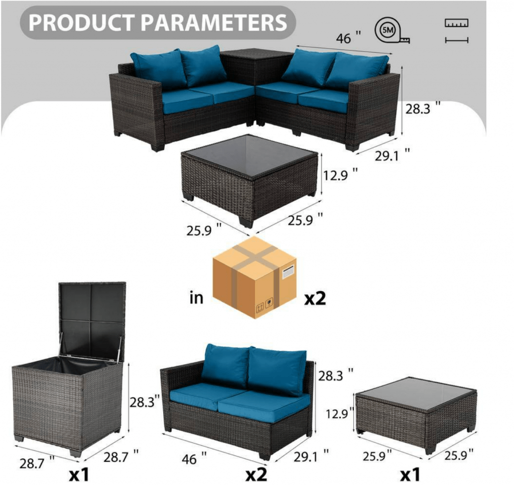 Cappani Corner Sofa Set with Peacock Blue Cushions (Natural) - Rathwood Store