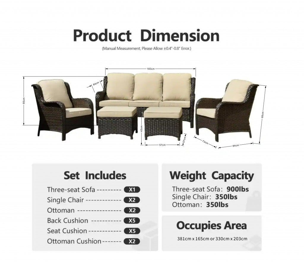 Cappani Sofa Set with Beige Cushions (White Washed) - Rathwood Store