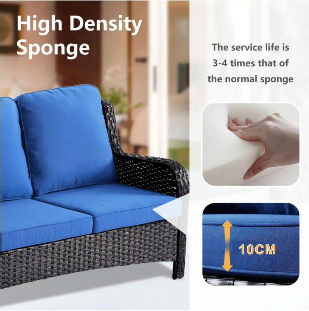 Cappani Sofa Set with Navy Blue Cushions (Grey) - Rathwood Store