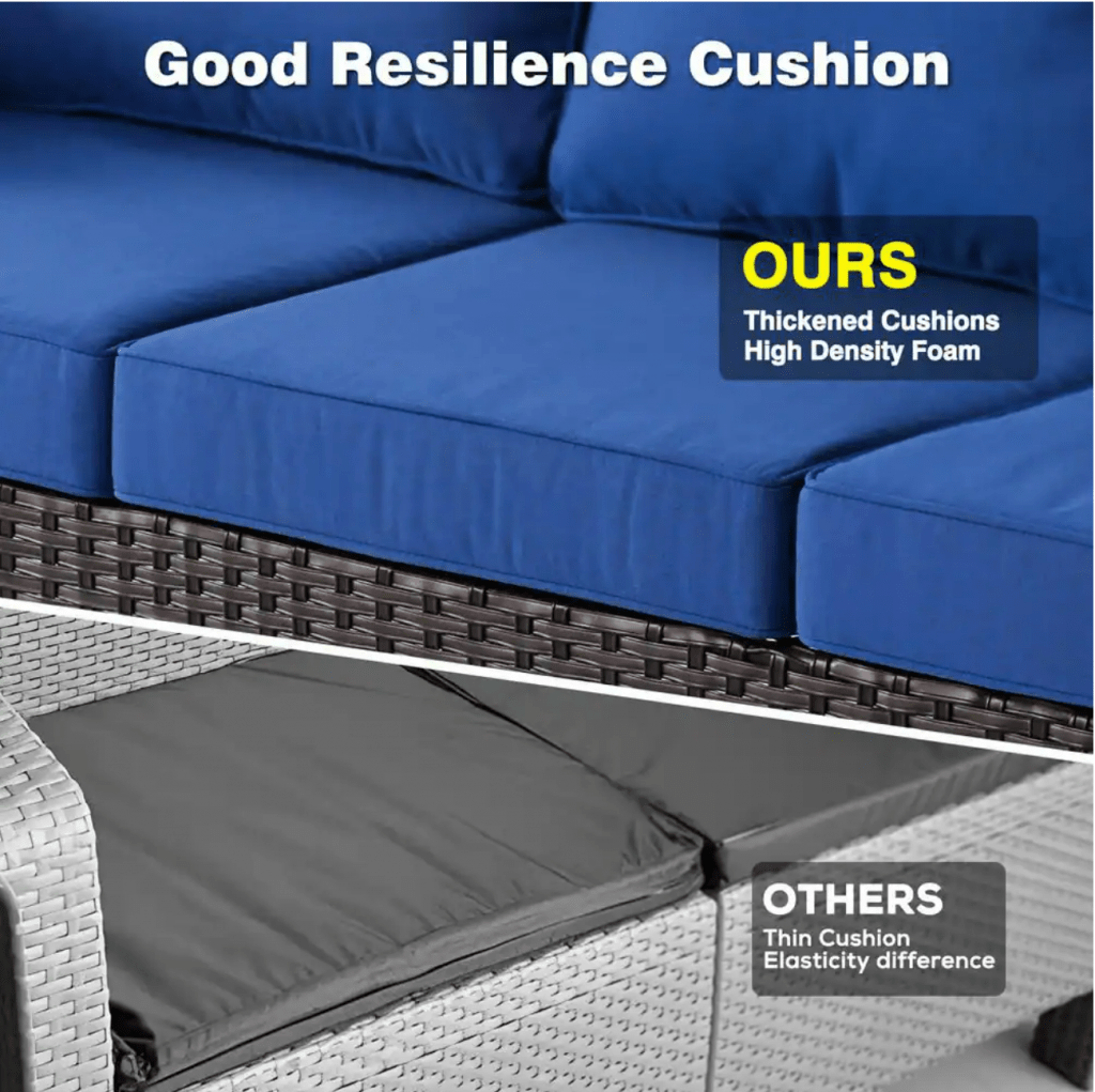 Cappani Sofa Set with Navy Blue Cushions (Natural) - Rathwood Store