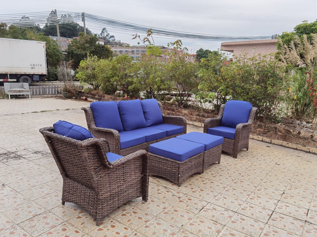 Cappani Sofa Set with Navy Blue Cushions (Natural) - Rathwood Store