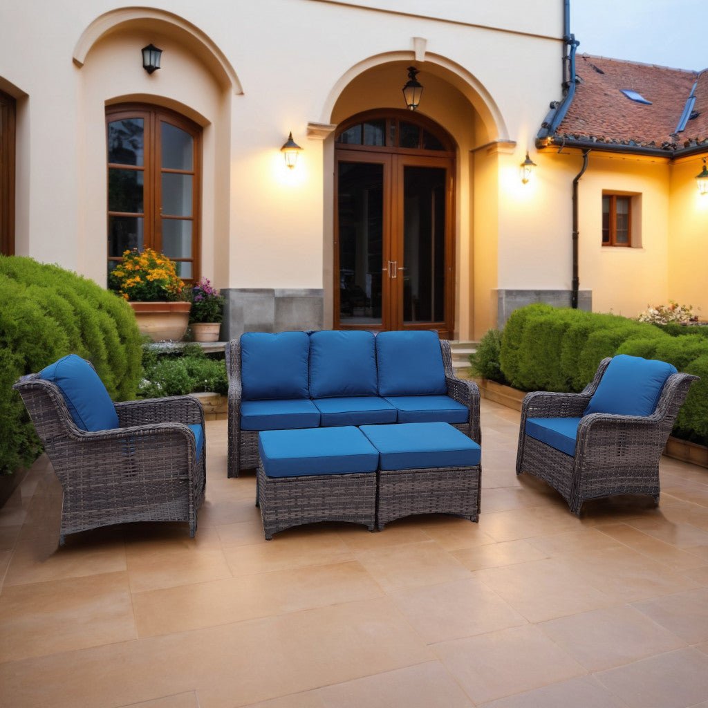 Cappani Sofa Set with Peacock Blue Cushions (Grey) - Rathwood Store