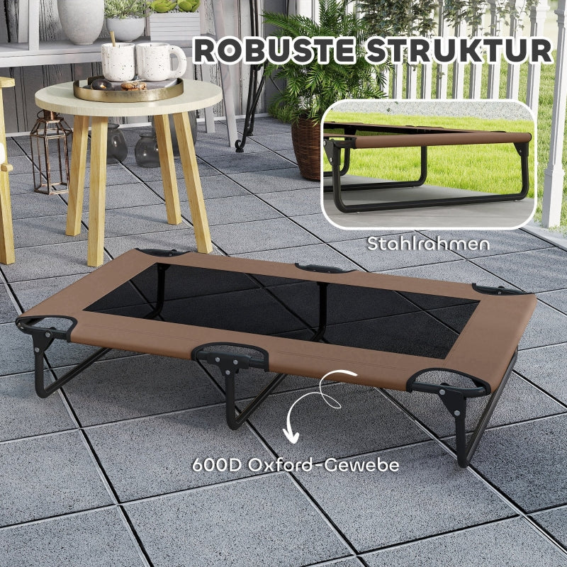 Portable Elevated Dog Bed, Breathable Mesh for Large Dogs, Coffee