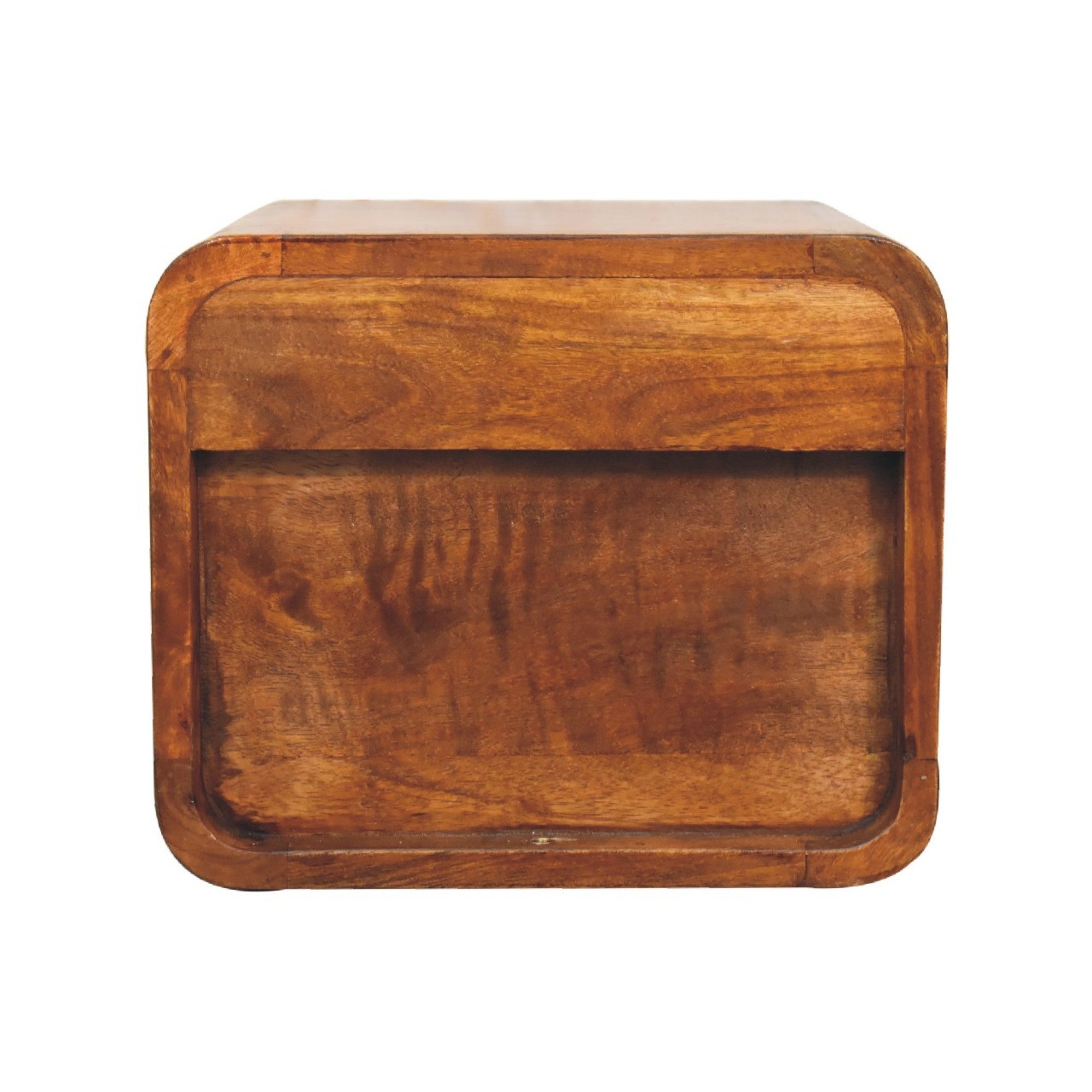 Solid Wood Bedside, 2 Drawers Floating Mini, Dark Brown