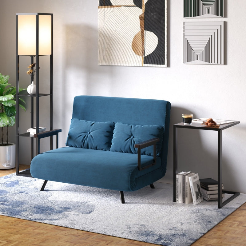 C-Shaped Side Table Bedside Accent Couch Table Metal Frame, Brown and Black