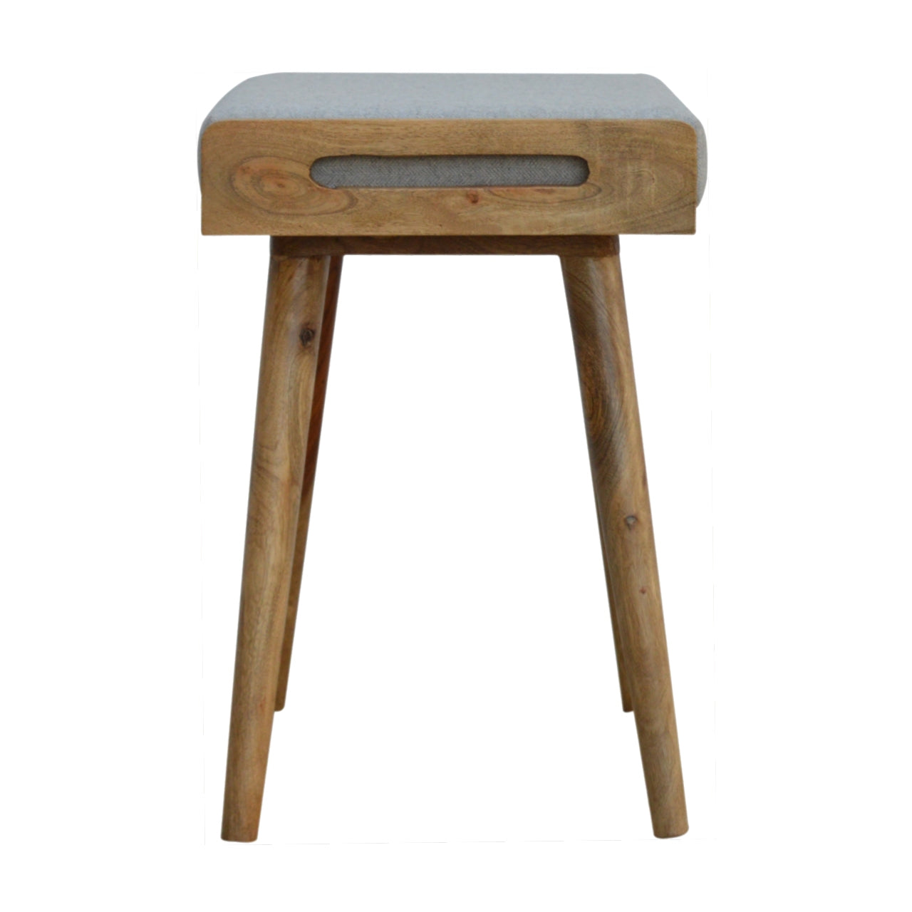 Solid Wood Footstool Upholstered Nordic Legs Grey/Brown