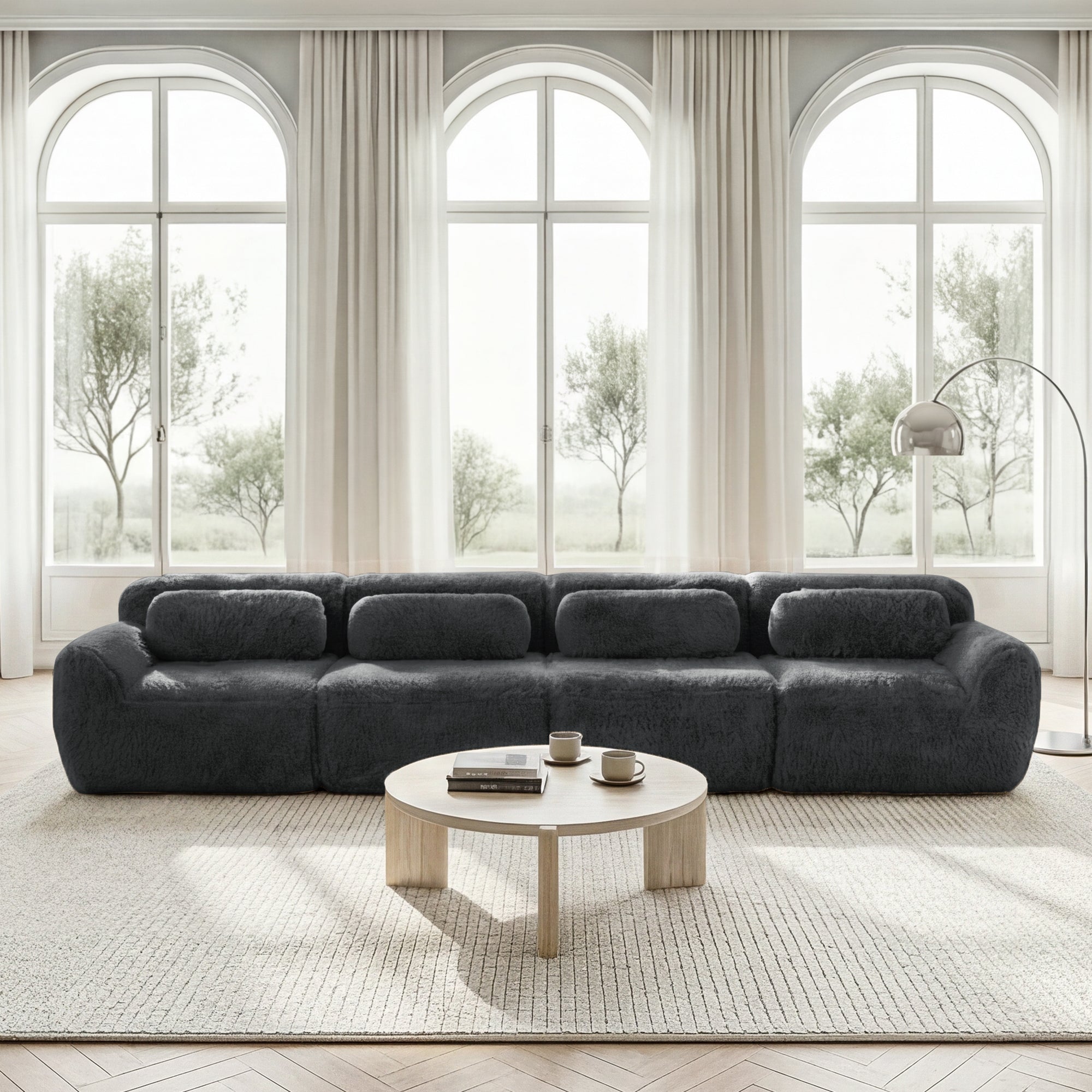 4-seater Sofa Multi-Combination Premium Plush Fabric Grey