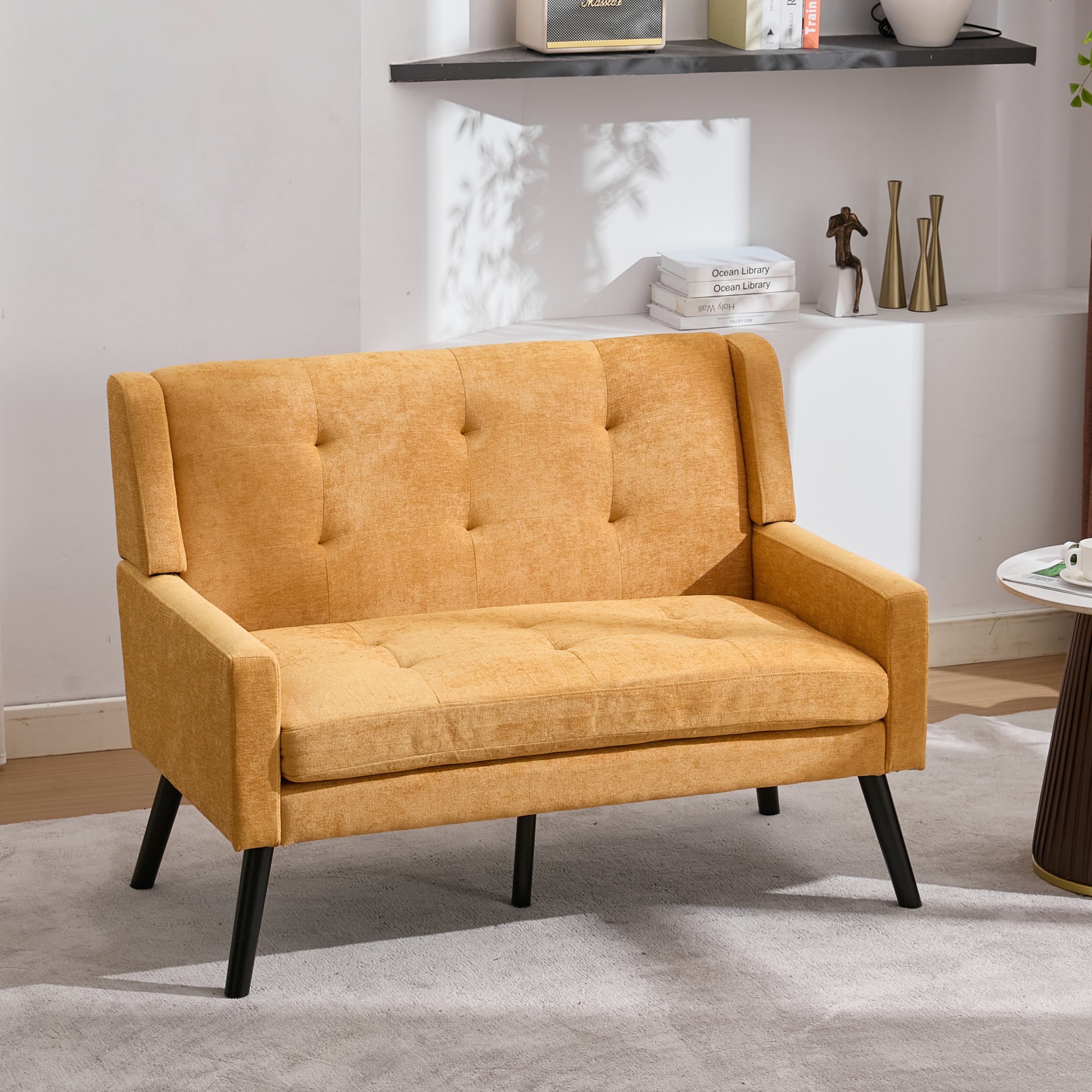 Accent Armchair Set, 2-Piece Single and Double Chairs with High-Density Foam and Solid Wood Legs, Durable Fabric