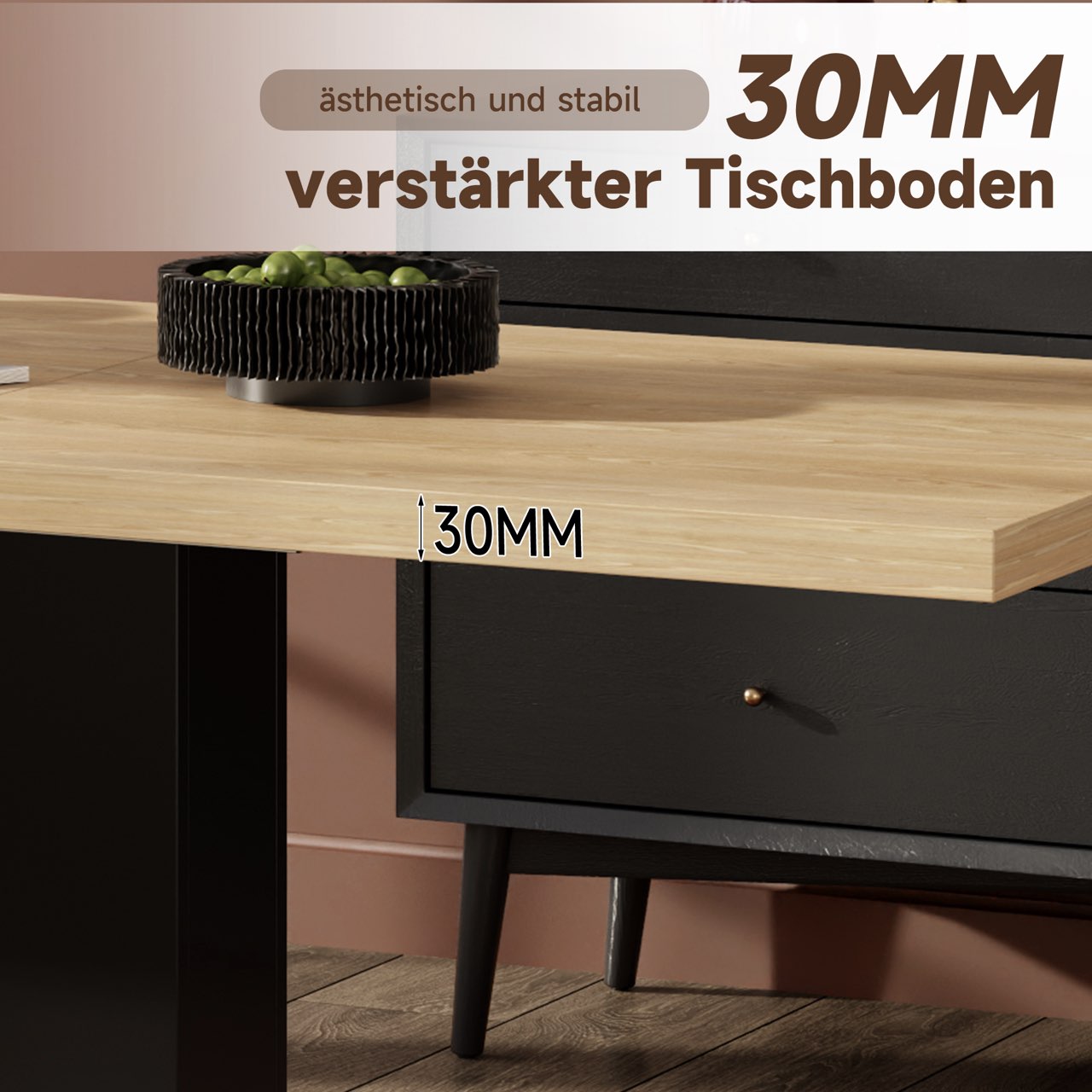 Extendable Dining Table, 140/180x70cm for 6-8 People, Natural Wood Color