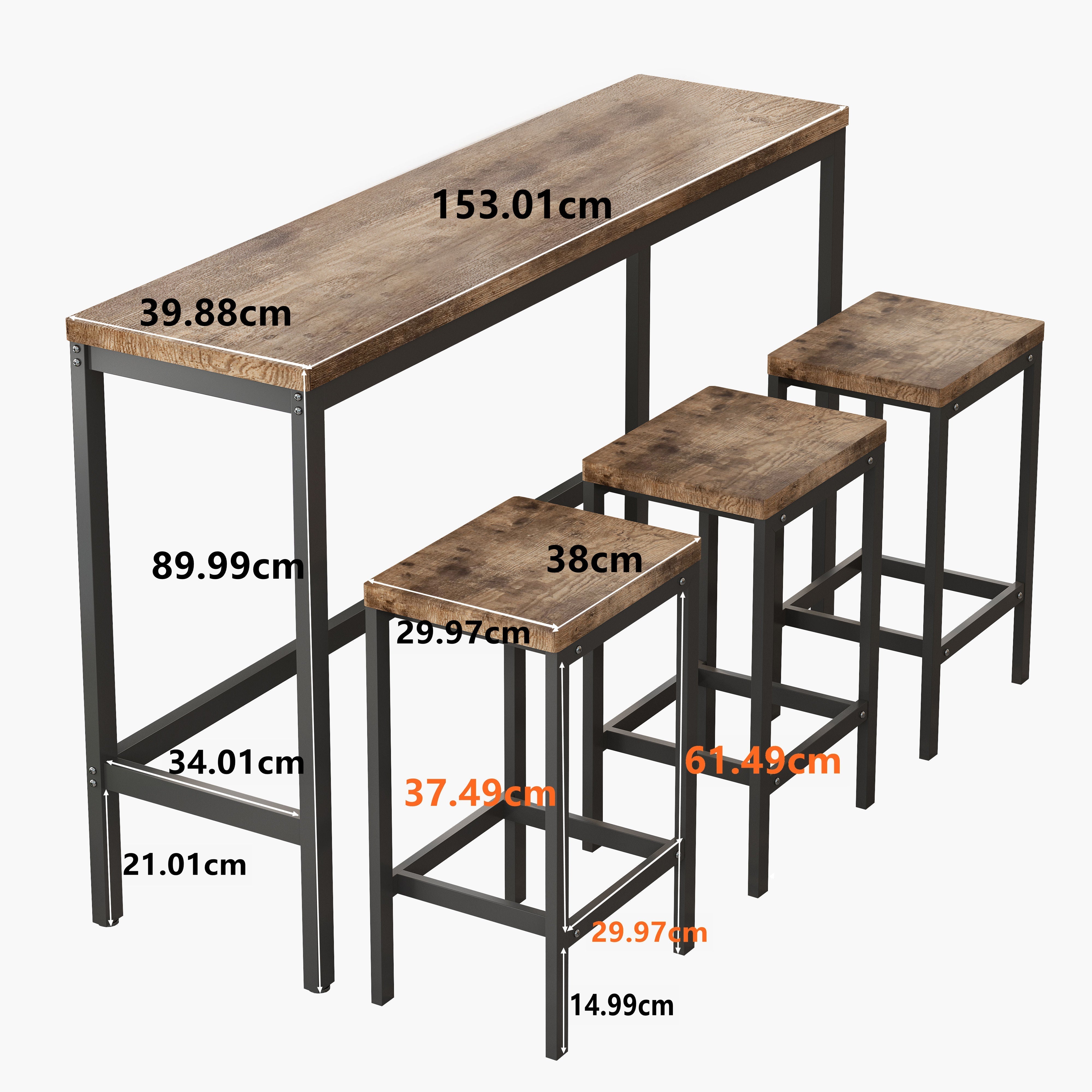 Dining Table Set, Modern Design with 3 Stools, Natural