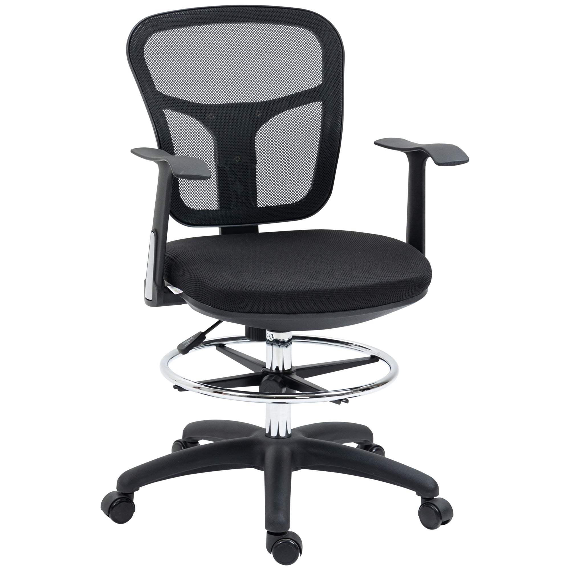 Vinsetto Office Chair Ergonomic Computer Chair with Armrest & Footrest Mesh Black