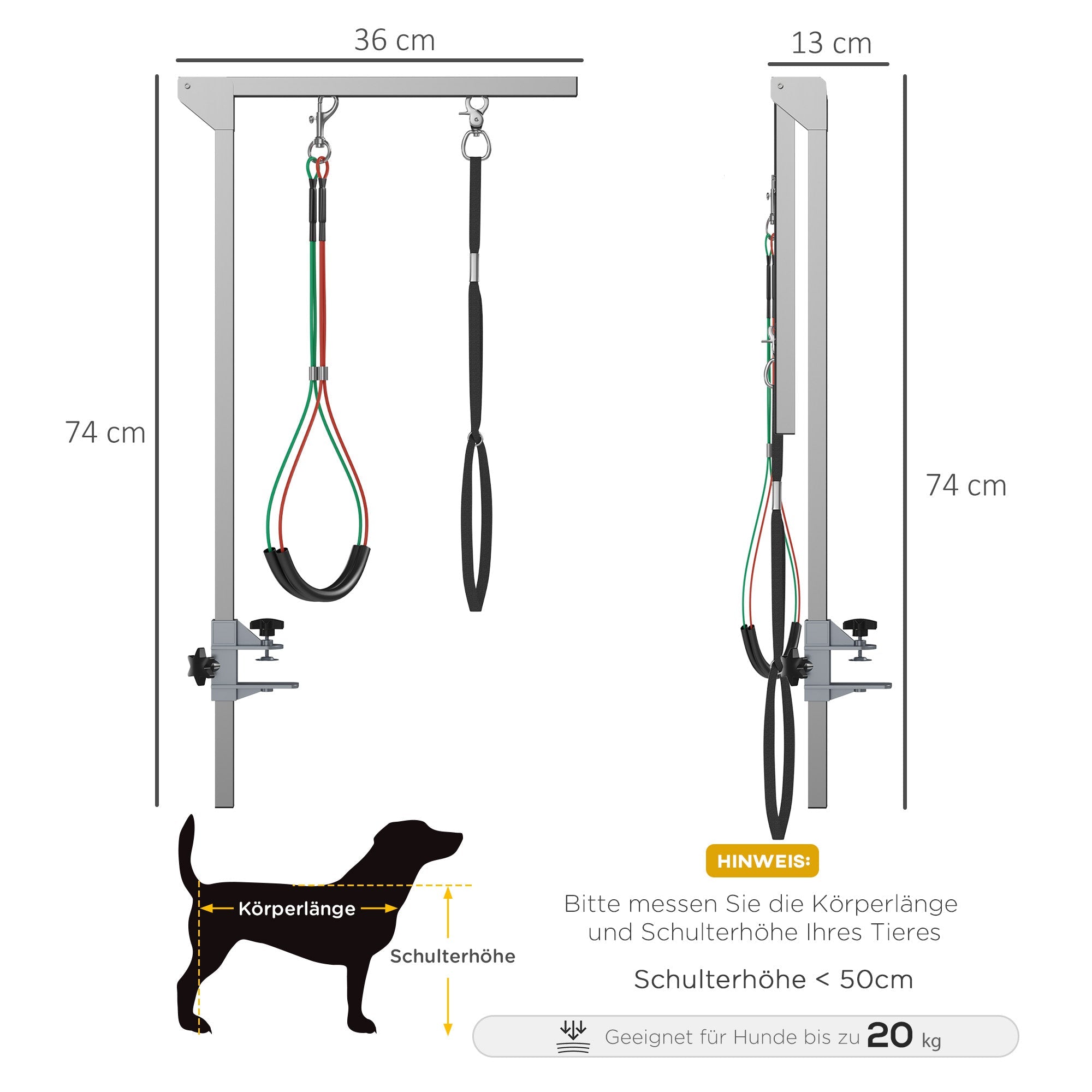 Pet Grooming Arm, Foldable Adjustable with Clamp & Haunch Holder, for Medium Dogs