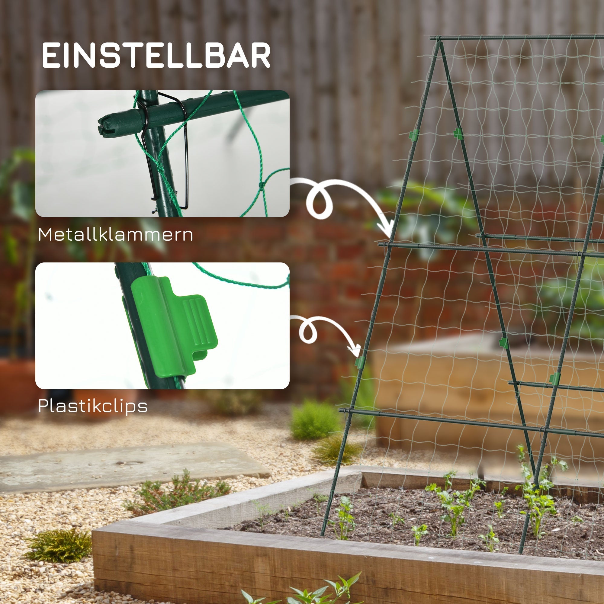 Adjustable Trellis Plant Support Espalier Frame with Net Steel Frame Green