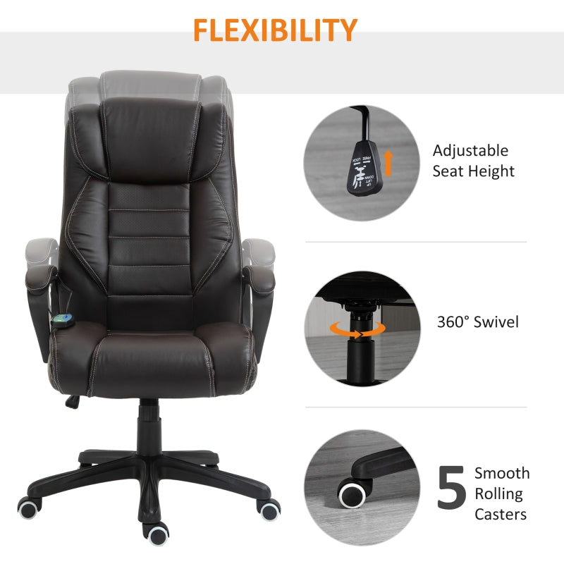 Vinsetto Office Chair, Massage, Ergonomic, Swivel, Brown