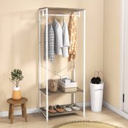 Hallway Coat Rack and Shoe Bench Tree, 2-in-1 Entryway Storage, Grey