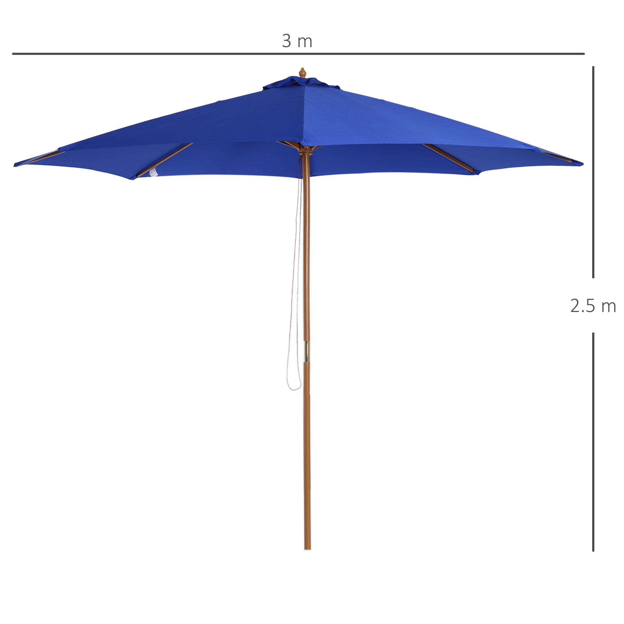 Parasol 300cm Cantilever Balcony Garden Umbrella Bamboo, Blue