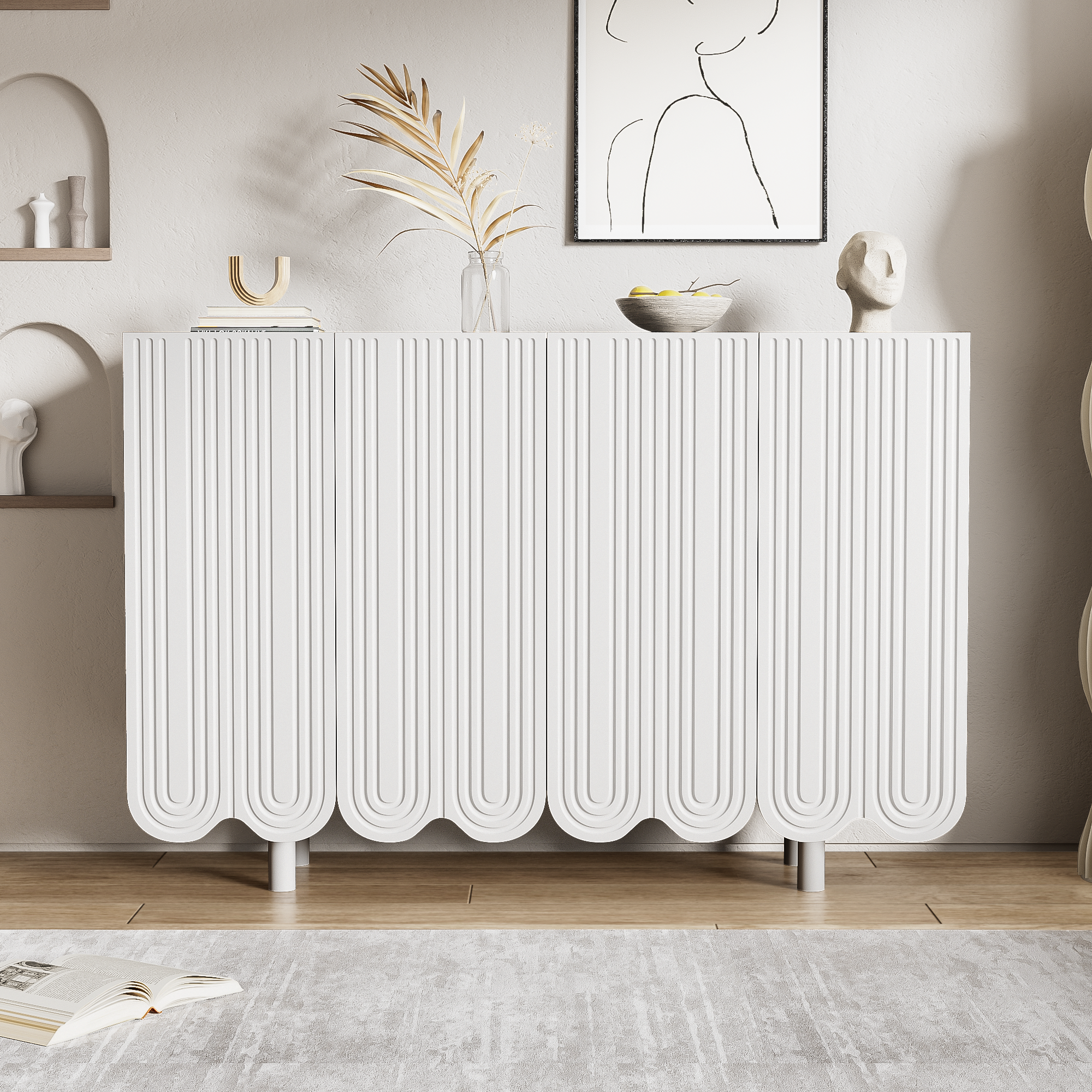 Sideboard with Teardrop Molded Doors and Buffer Hinges