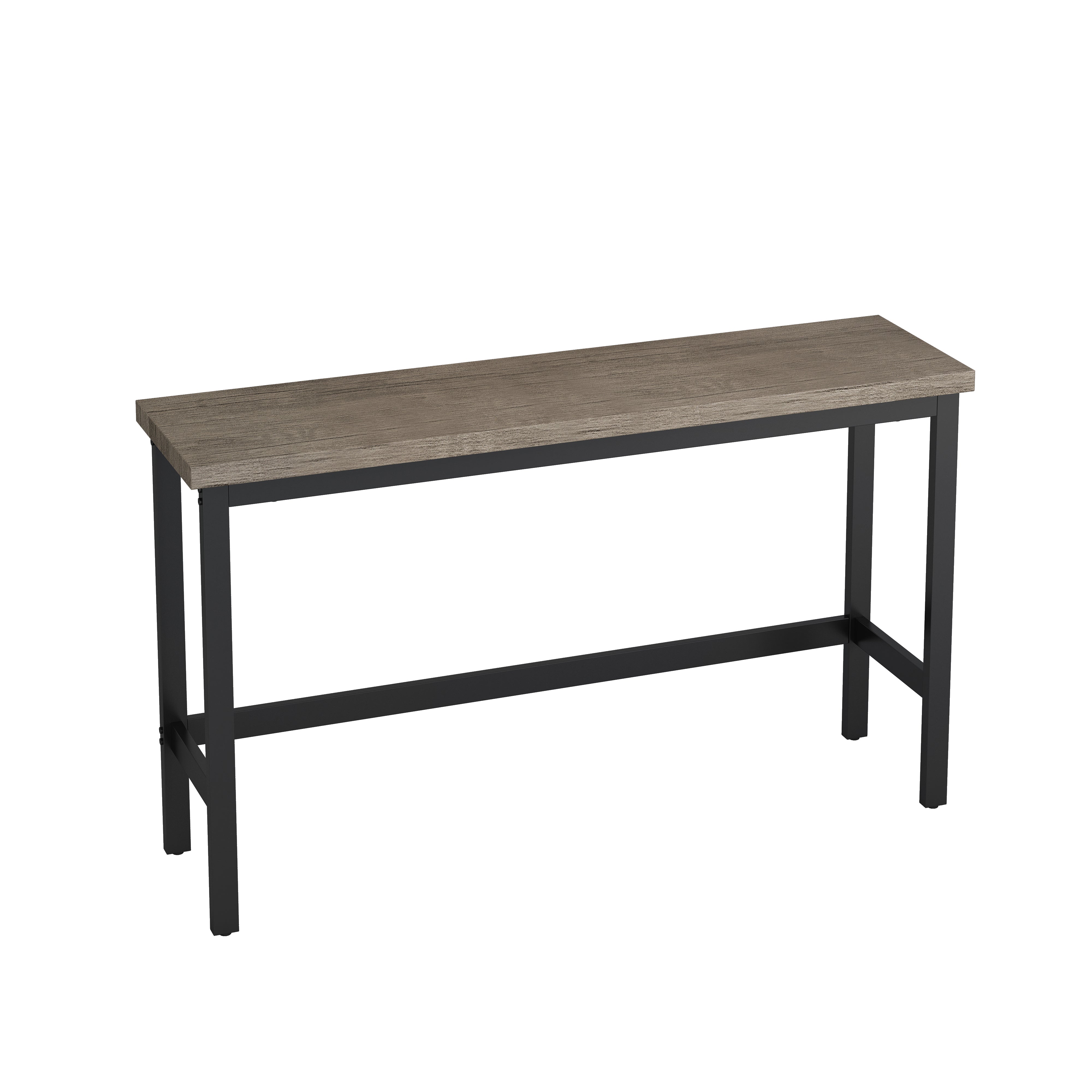 148CM Dining Table Set with 3 Stools, Modern Design, Brown Gray