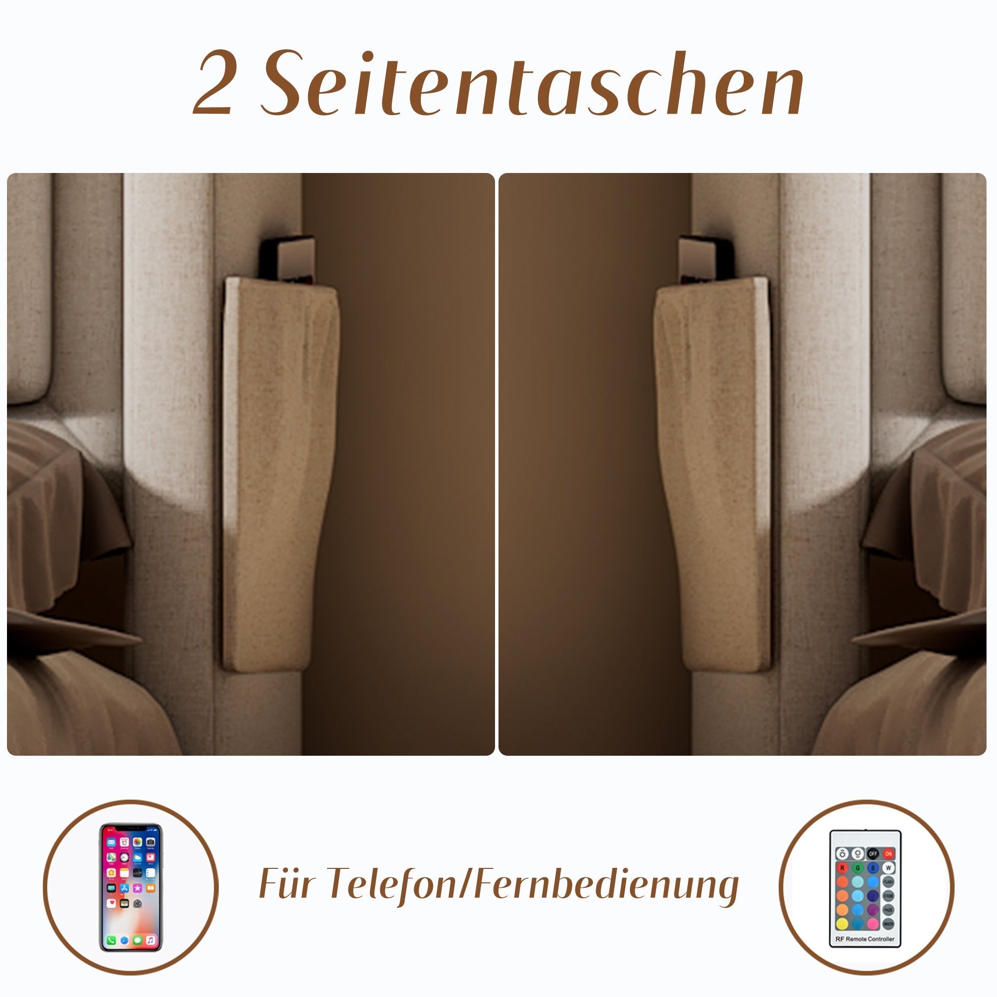 Upholstered Bed 140x200 Double LED Headboard USB Hydraulic Storage, Beige Cotton (with Mattress)