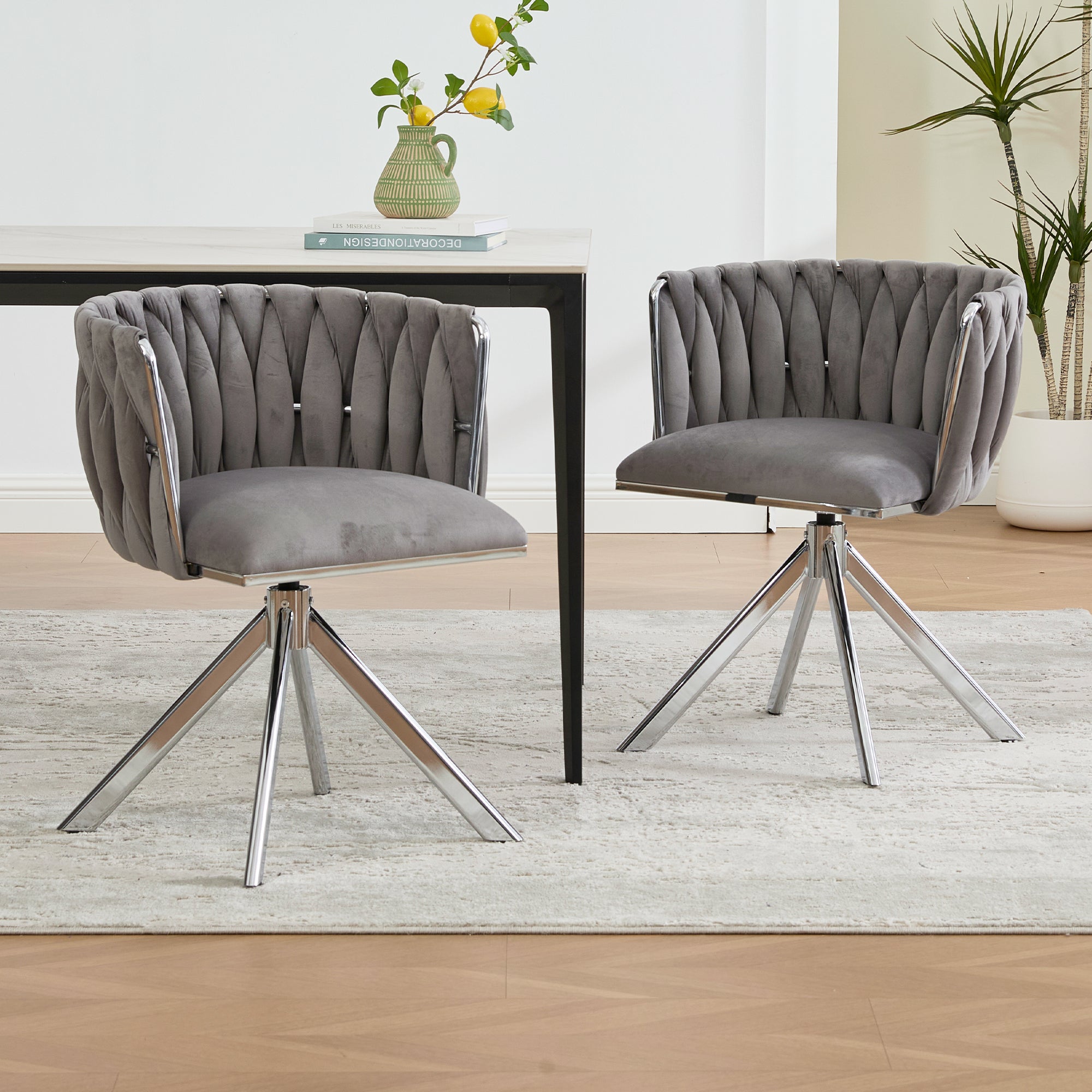 Velour Armchair, 180° Swivel, Ergonomic, Heavy-Duty Metal Frame