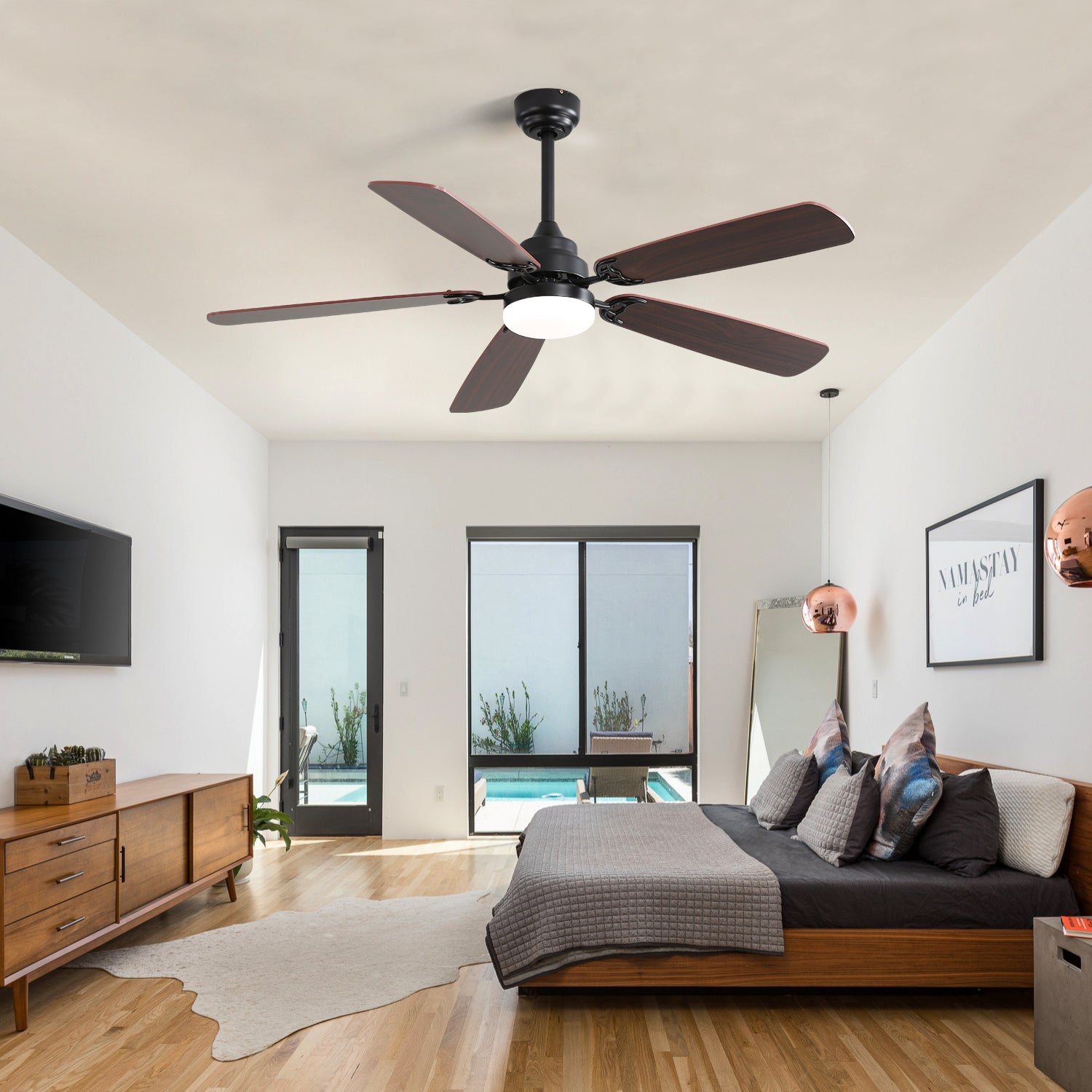 Classic Ceiling Fan 52-Inch, Dimmable LED, 6 Speeds, 5-Blade, DC Motor
