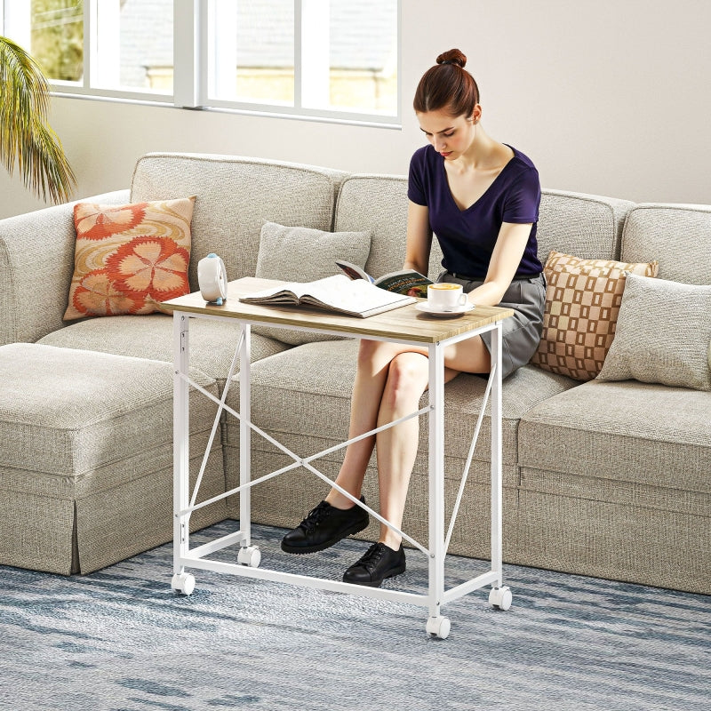 Folding Desk 80 cm on Wheels, Natural Tone
