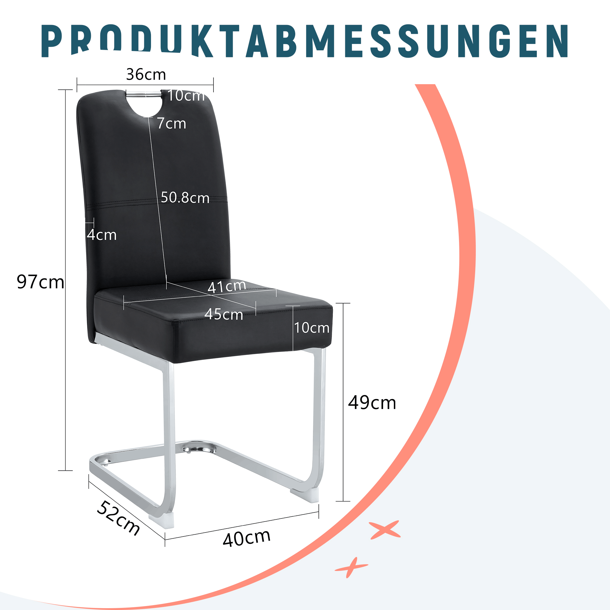 Set of 2 Dining Chairs Thickened Ergonomic Spring - Black