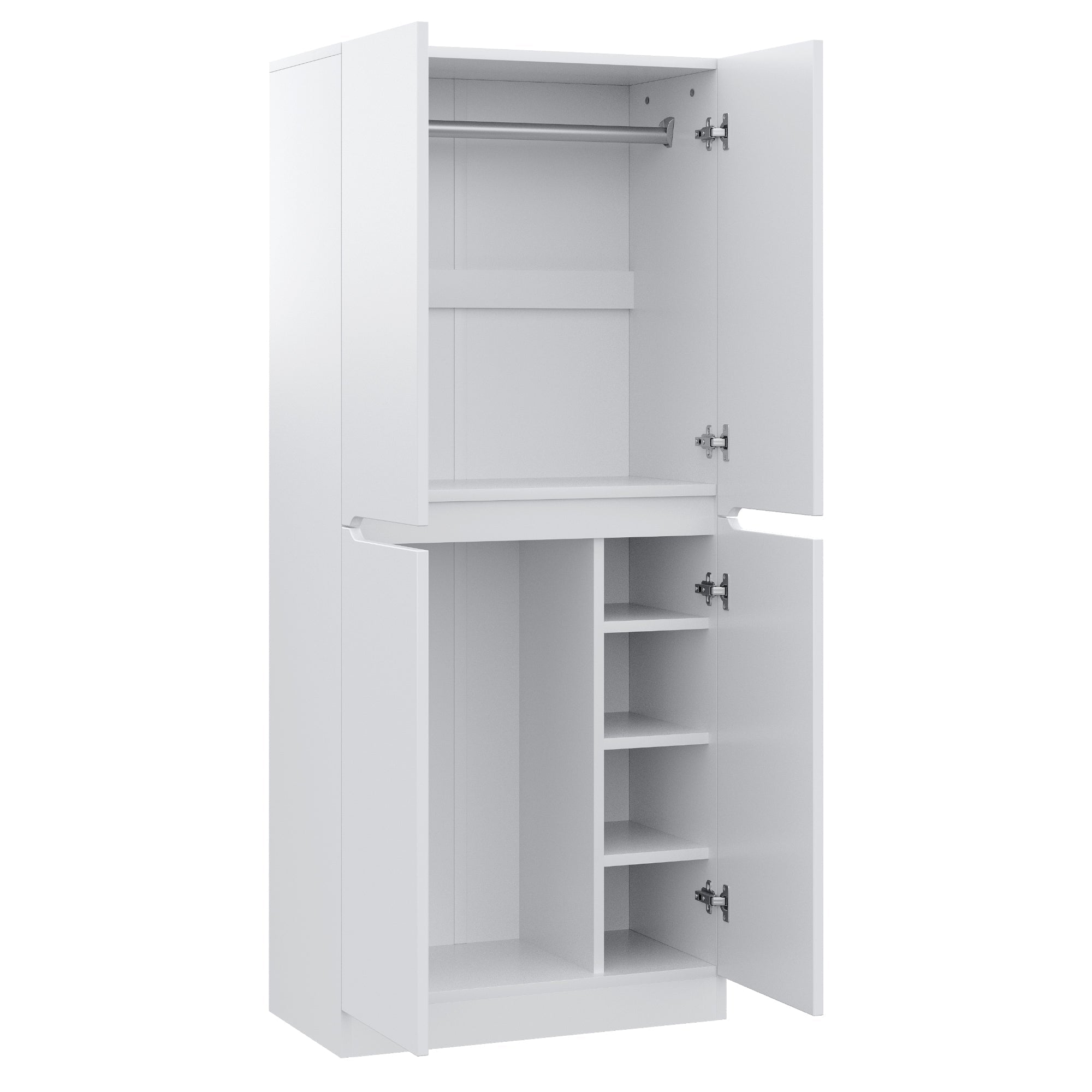 Wardrobe Double Door Storage 70x40x170cm, White